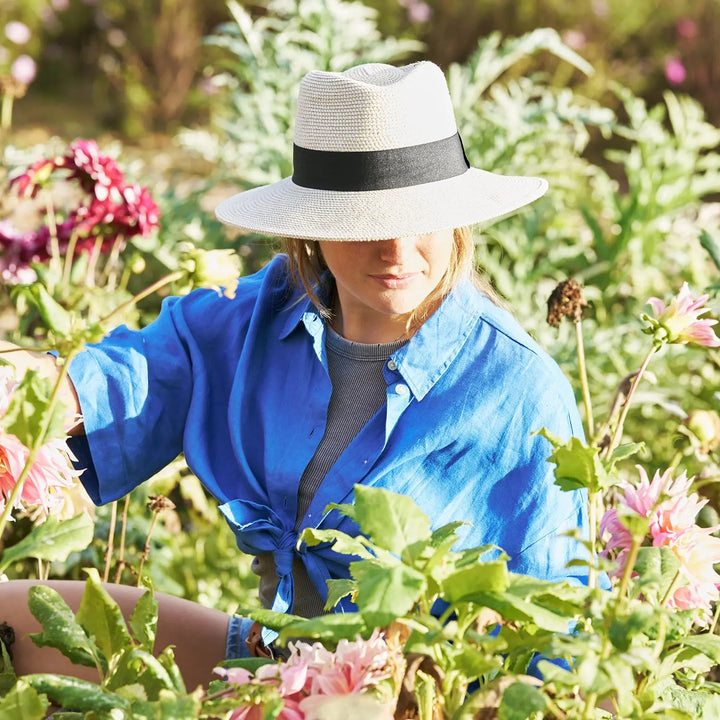 360FIVE Everyday Hat - Yucca Fedora Ivory Sun Hat for Gardening